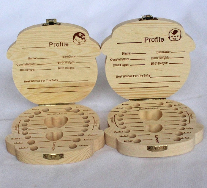 Male And Female Wooden Baby Deciduous Teeth Storage Box Baby Lanugo Teeth Storage Box