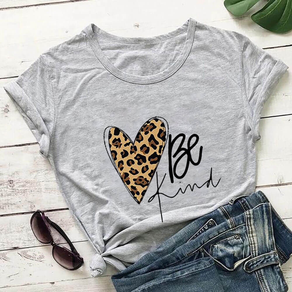 Love Color Print Loose Short Sleeve T-shirt