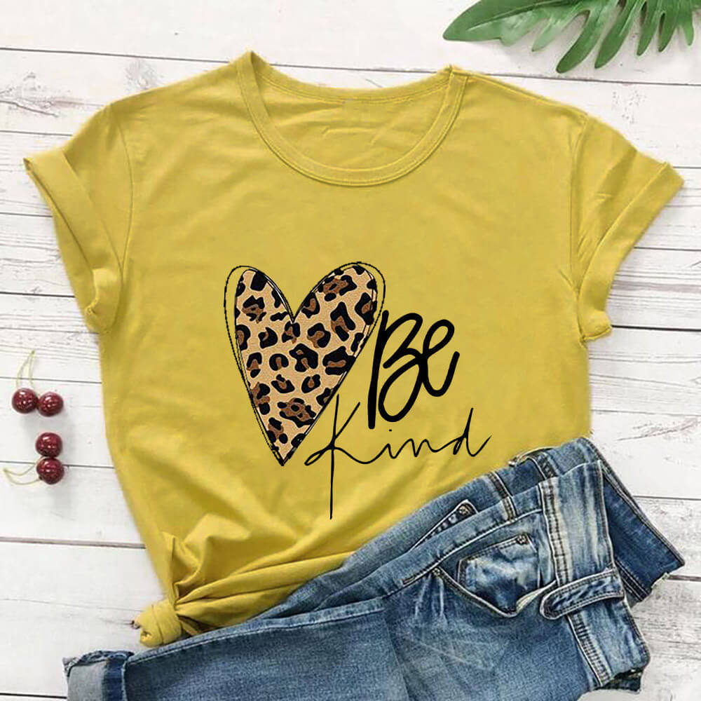 Love Color Print Loose Short Sleeve T-shirt