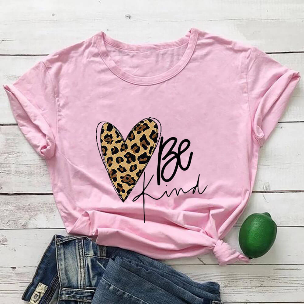 Love Color Print Loose Short Sleeve T-shirt