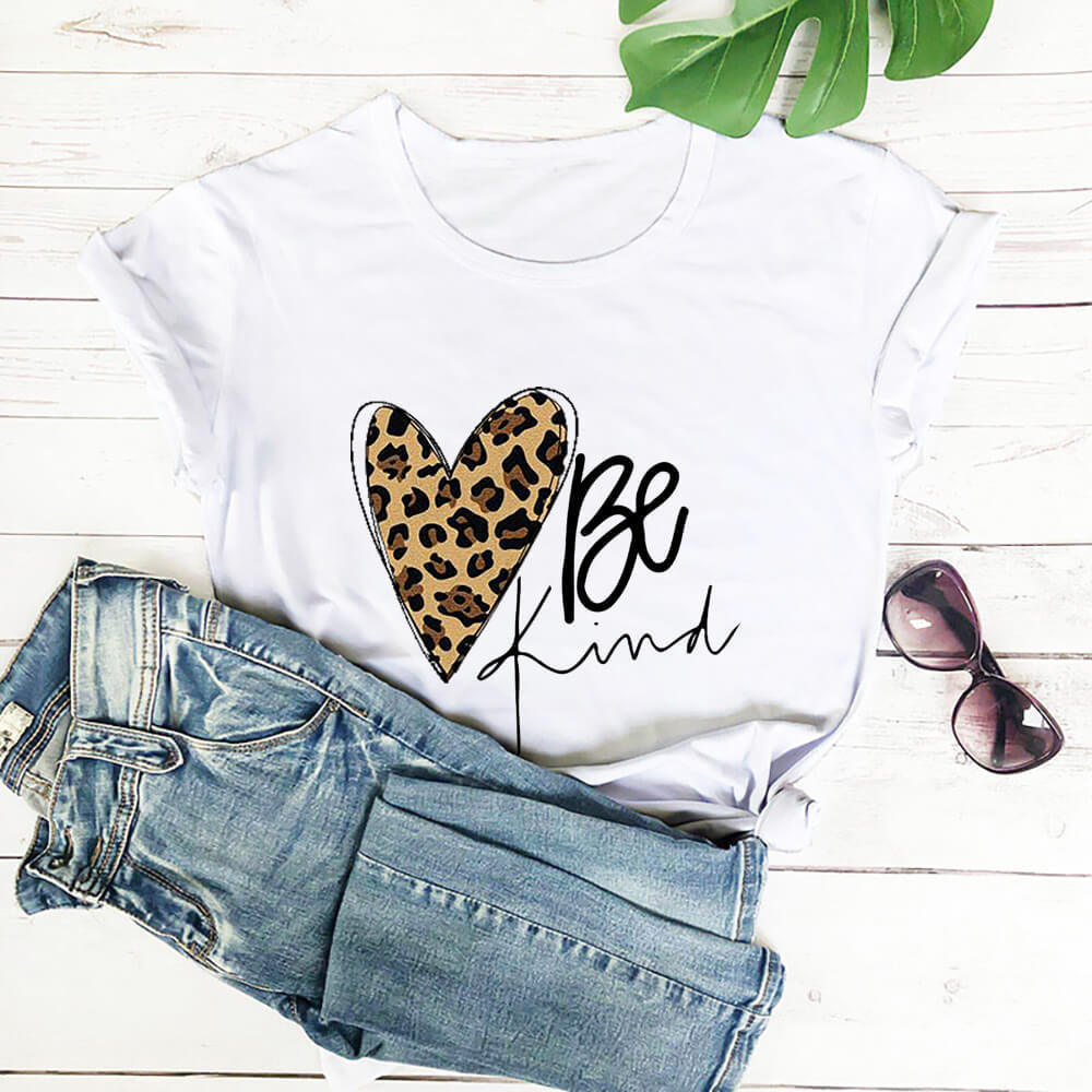 Love Color Print Loose Short Sleeve T-shirt