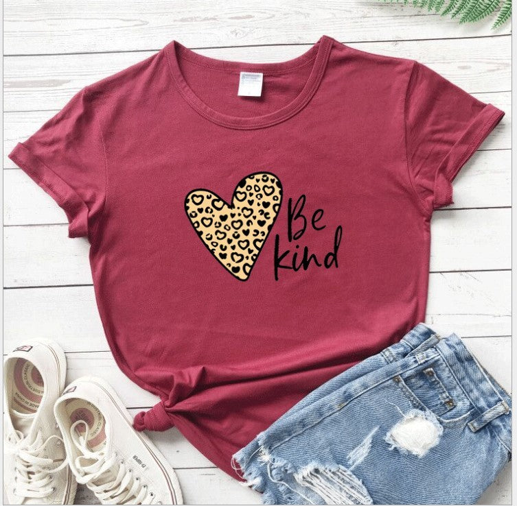 Love Color Print Loose Short Sleeve T-shirt