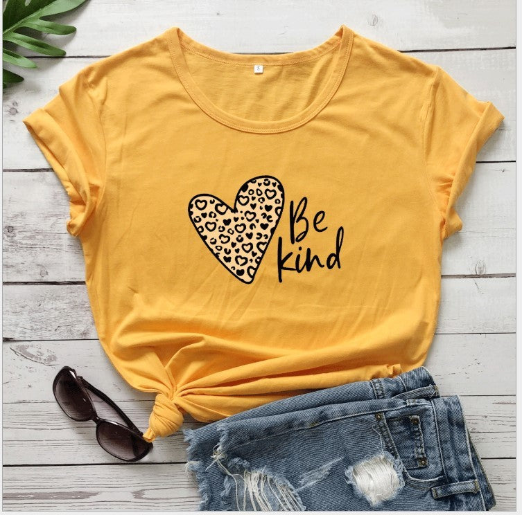 Love Color Print Loose Short Sleeve T-shirt