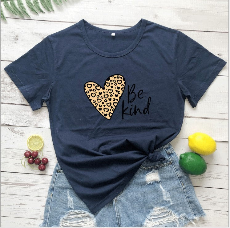 Love Color Print Loose Short Sleeve T-shirt