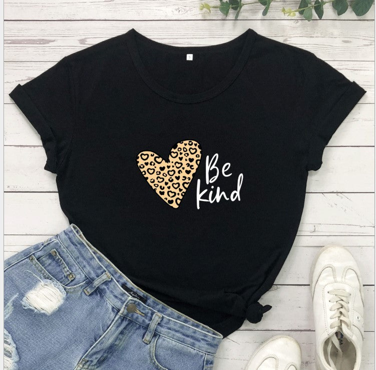 Love Color Print Loose Short Sleeve T-shirt