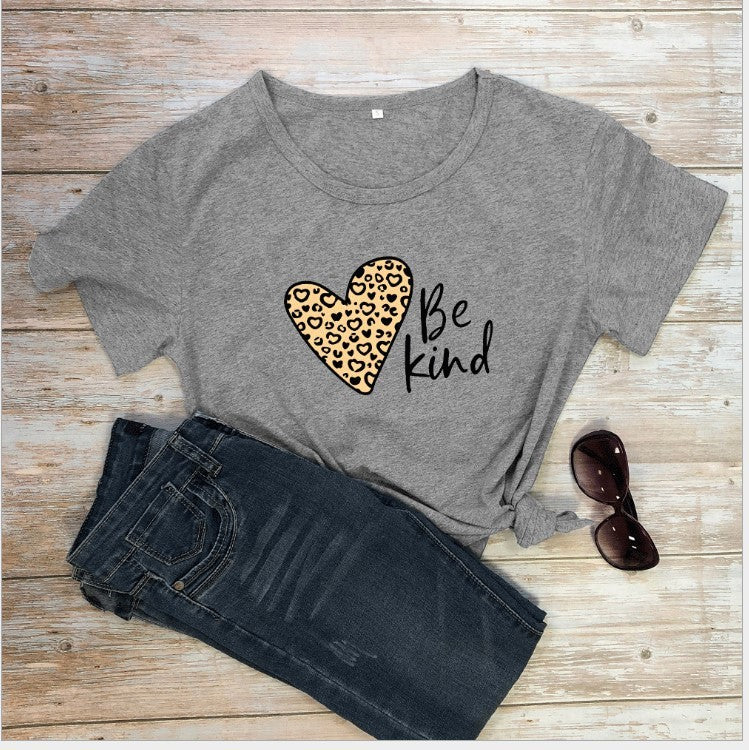 Love Color Print Loose Short Sleeve T-shirt