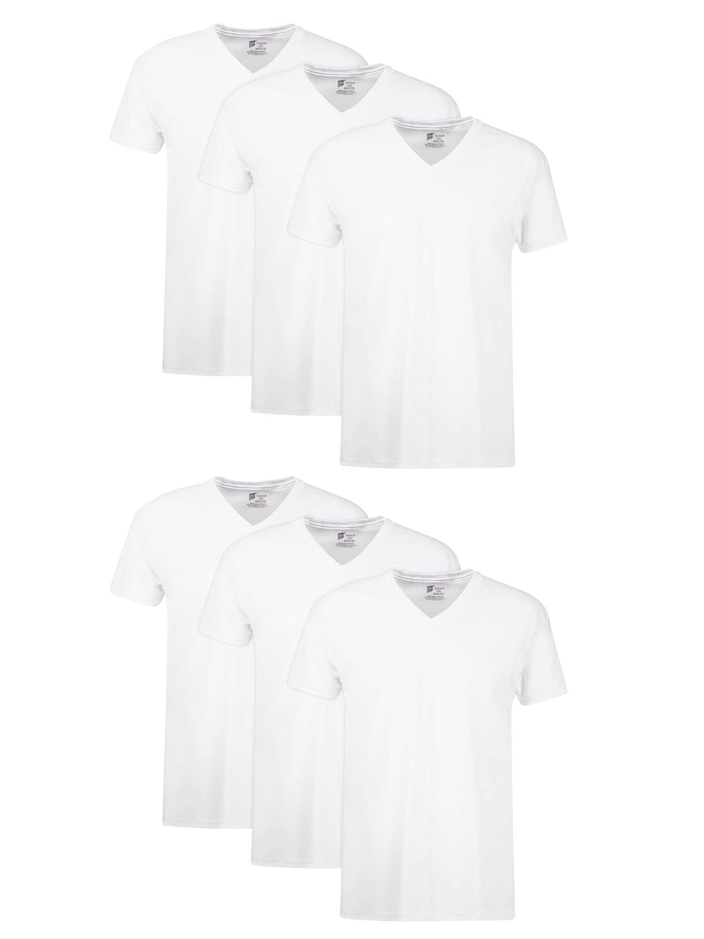 Hanes Mens Cotton, Moisture-wicking V-neck Tee Undershirts, Multiple Packs And Colors, White - 6 Pack, Medium US