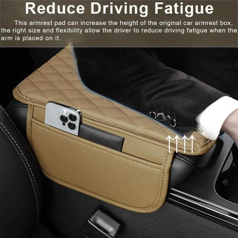 Car Armrest Box Reinforced Pad With Side Storage Bag