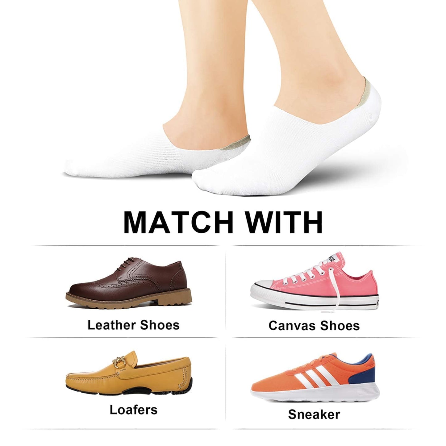 wernies Women No Show Socks Low Short No Show Socks for Flats Non Slip Boat Line