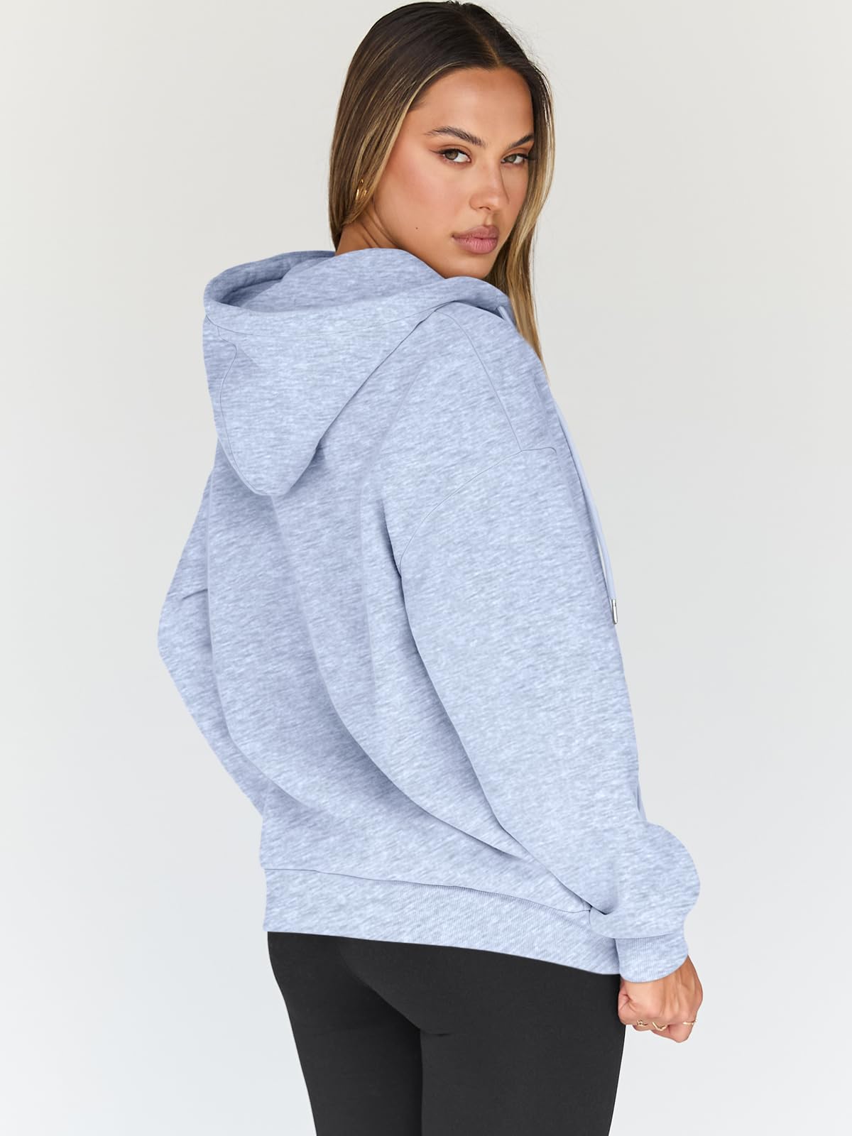 Trendy Queen Womens Zip Up Hoodies Oversized Sweatshirts Fall School Fashion Outfits Casual Jackets 2025 Winter Clothes Grey L