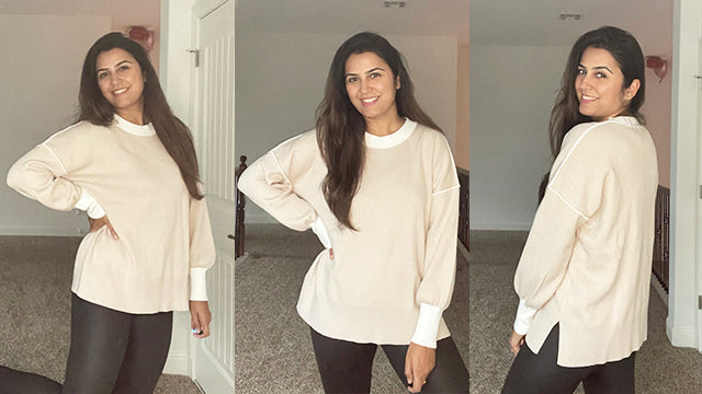 ETCYY Womens Oversized Sweaters Fall 2025 Fashion Clothes Trendy Batwing Sleeve Colorblock Striped Knit Pullover Tops,Apricot,Medium