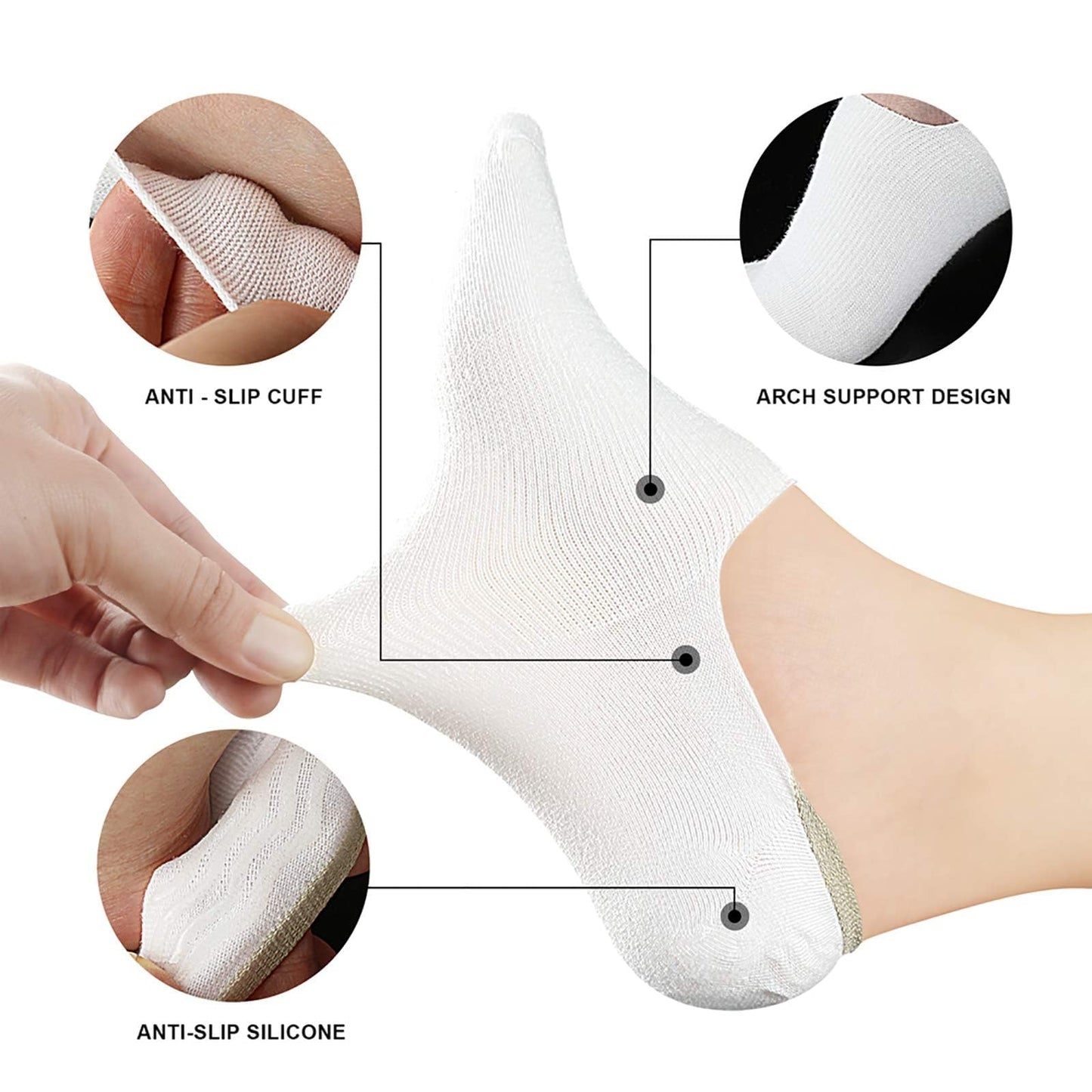 wernies Women No Show Socks Low Short No Show Socks for Flats Non Slip Boat Line