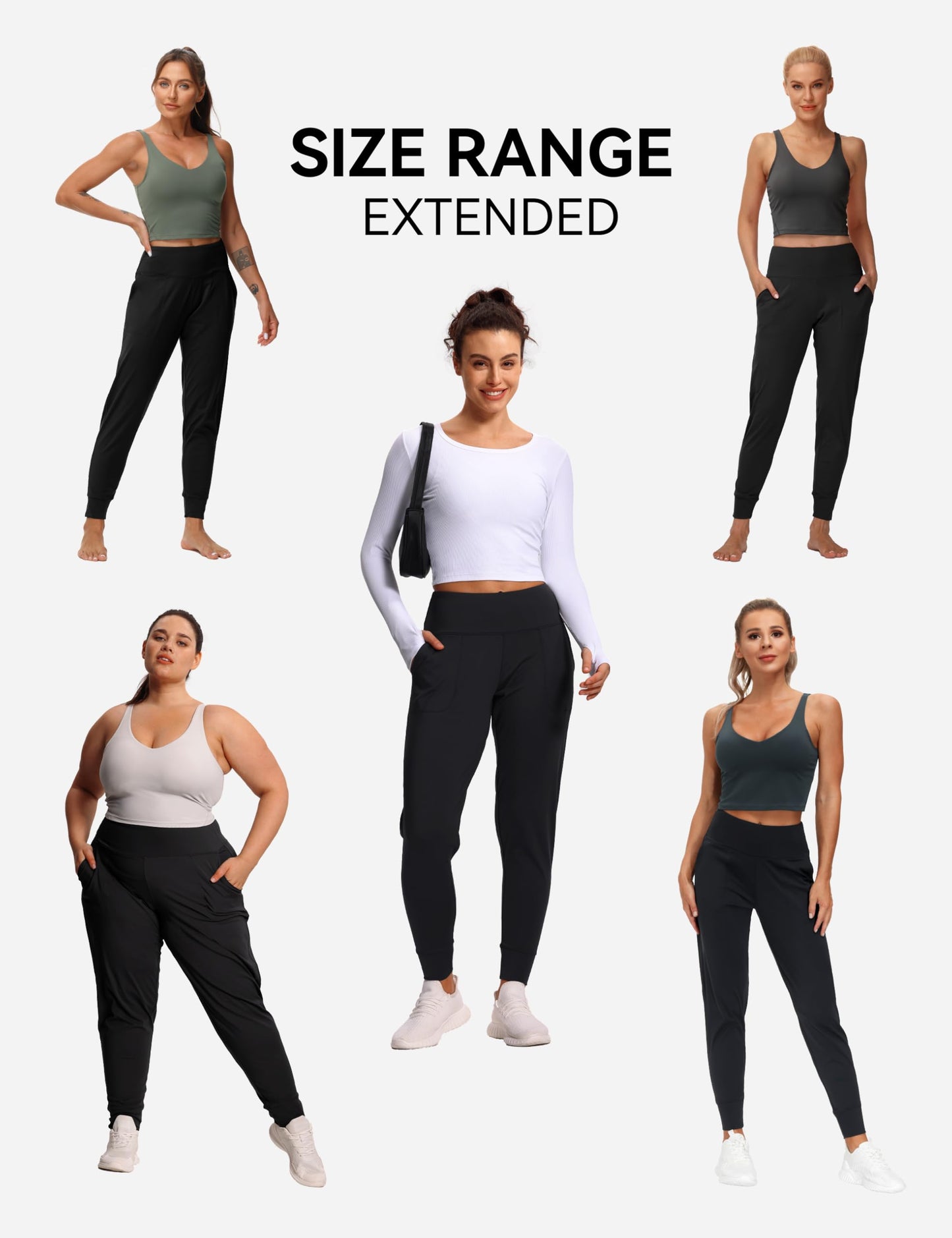 THE GYM PEOPLE Womens Joggers Pants with Pockets Athletic Leggings Tapered Lounge Pants for Workout, Yoga, Running, Training (X-Large, Black)