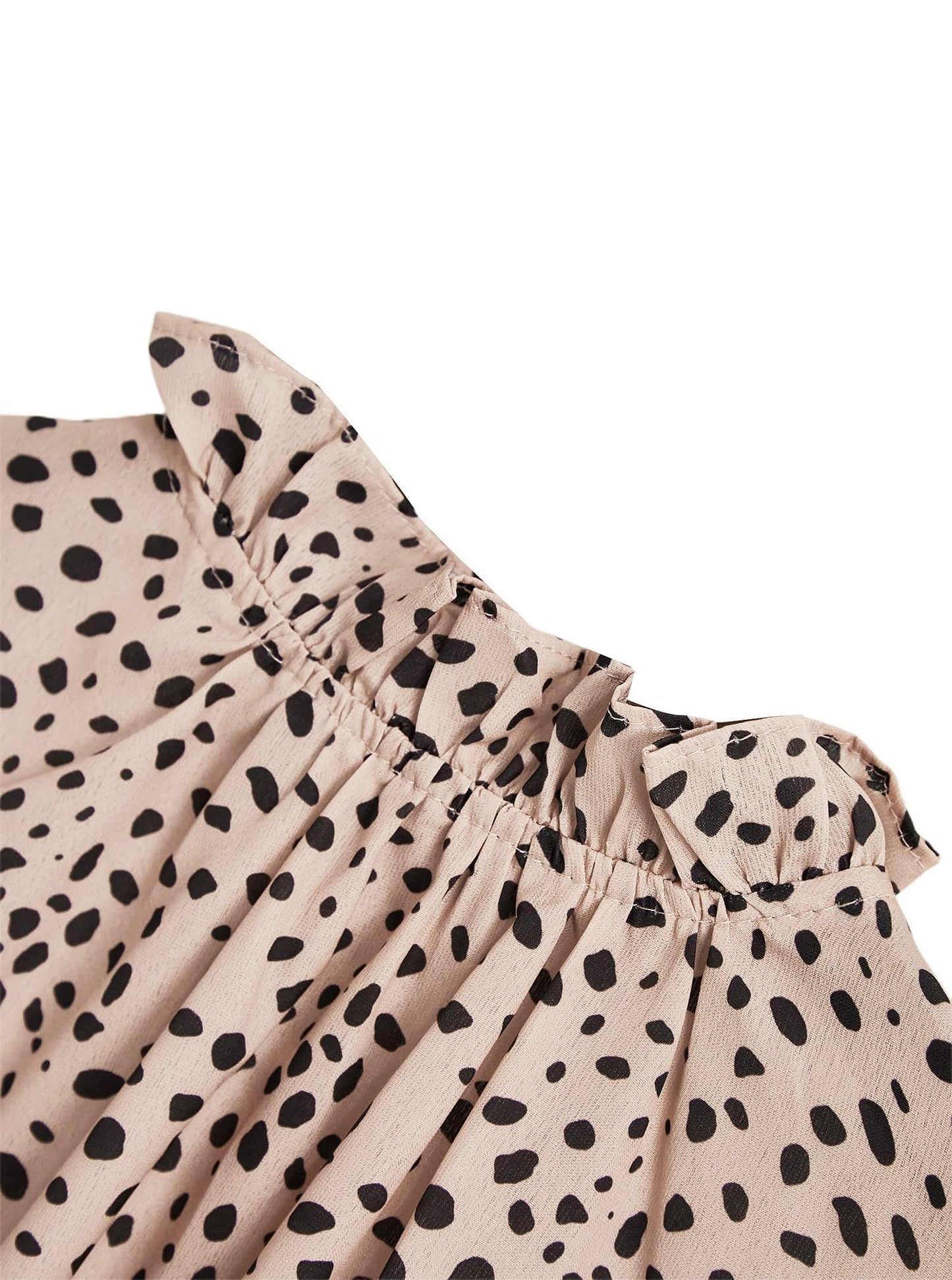 Avanova Women's Leopard Printed Ruffle Hem 3/4 Sleeve Mock Neck Elegant Work Blouses Top Beige Large
