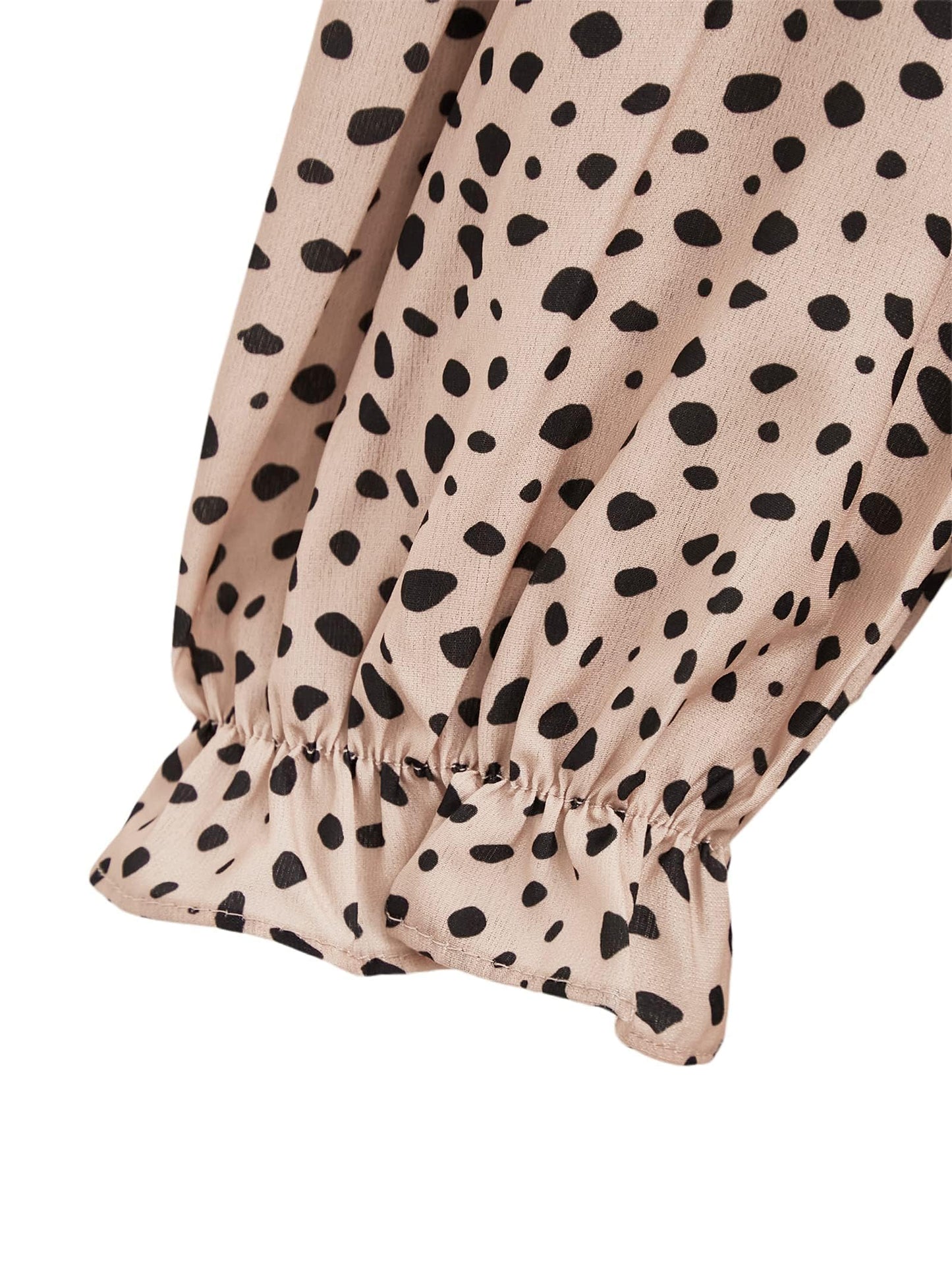 Avanova Women's Leopard Printed Ruffle Hem 3/4 Sleeve Mock Neck Elegant Work Blouses Top Beige Large