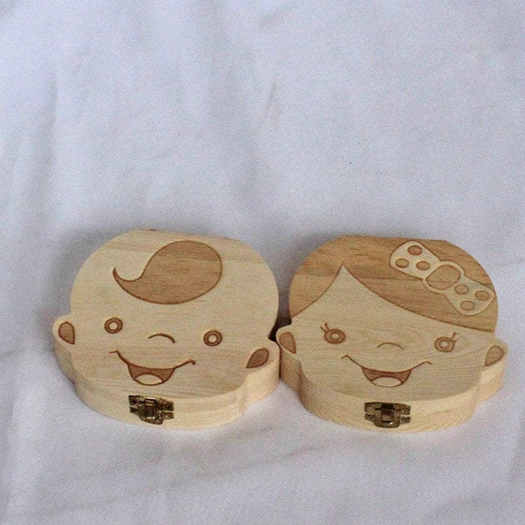 Male And Female Wooden Baby Deciduous Teeth Storage Box Baby Lanugo Teeth Storage Box
