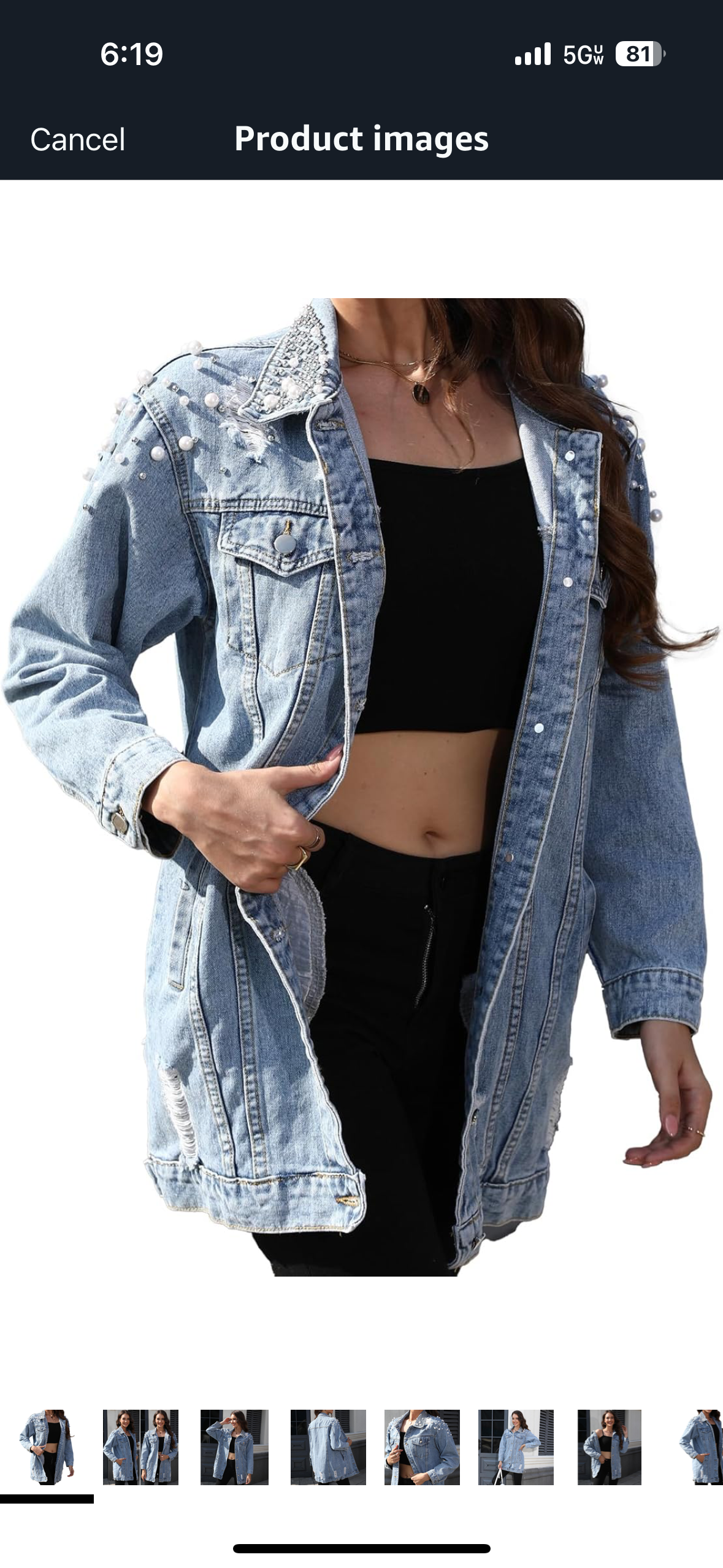 Women's Pearl Jean Dress Jacket Boyfriend Long Denim Coat