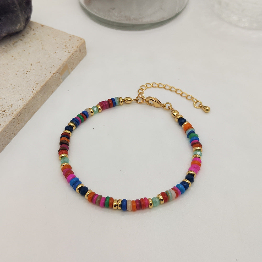 Colorful Natural Shell Hand-woven Beads Retro Twin
