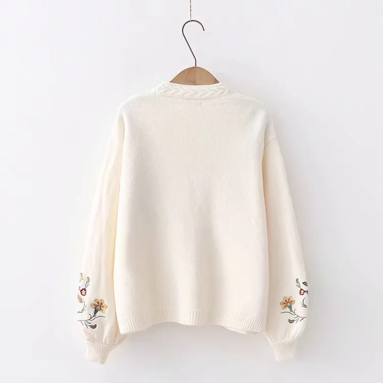 All-match Casual Simple Flower Embroidery Student