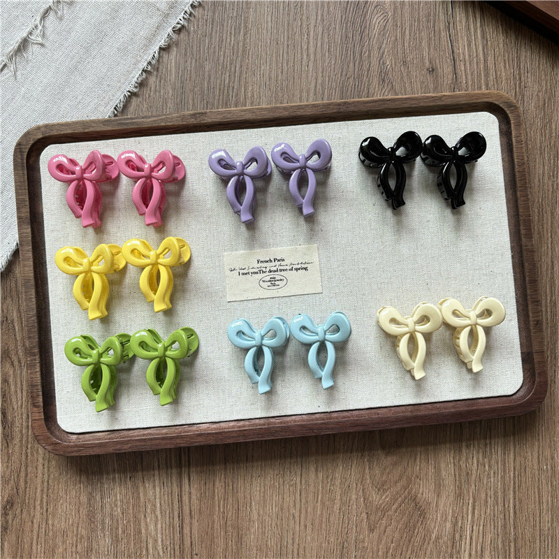 Small Size Bow Claw Side Cropped Hair Clip