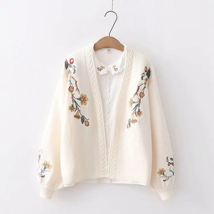 All-match Casual Simple Flower Embroidery Student