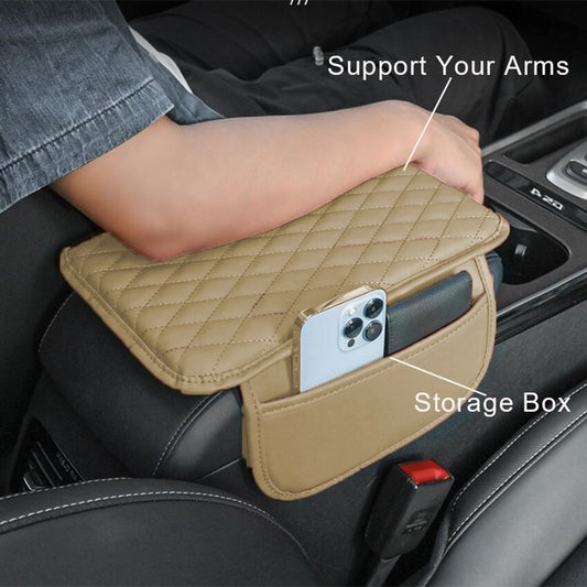 Car Armrest Box Reinforced Pad With Side Storage Bag