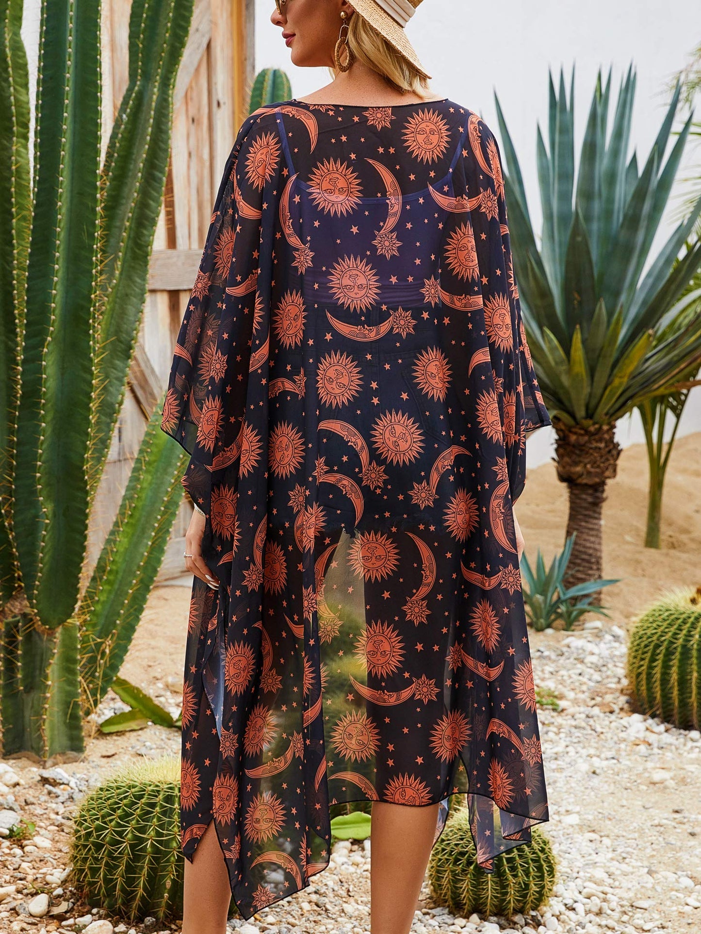 Hibluco Women's Summer Chiffon Floral Kimono Cardigan Long Swimwear Cover Ups